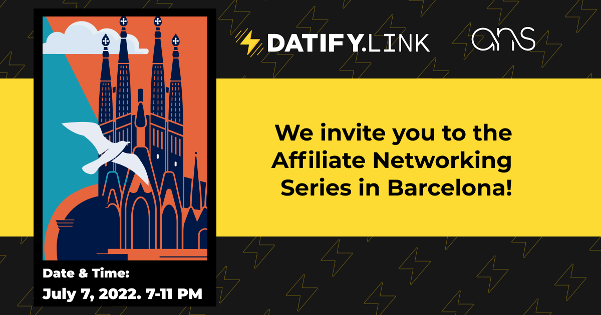 Datify.Link спонсор митапа Afﬁliate Networking Series в Барселоне! ⚡️